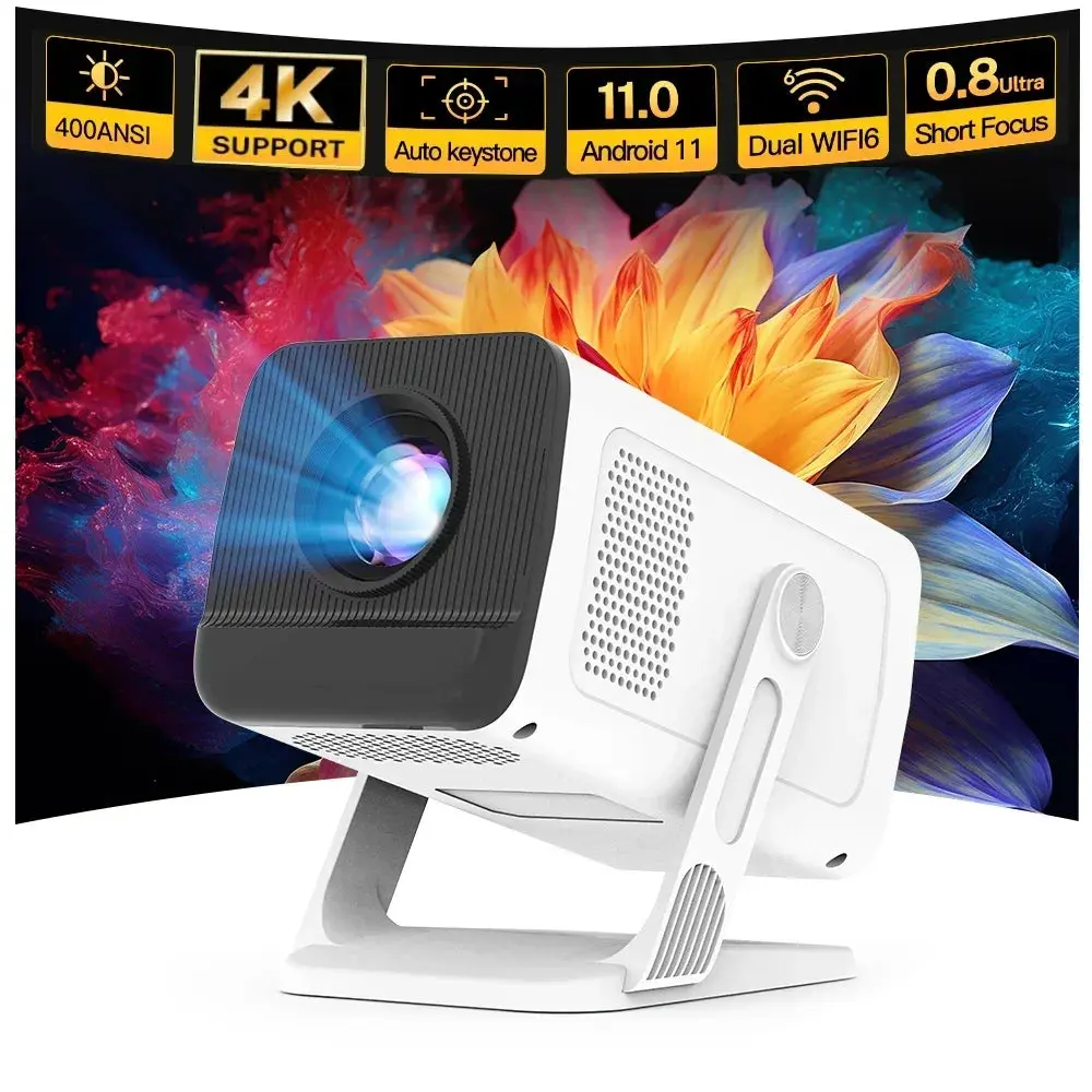 Mini Projector 4K – WiFi 6, Bluetooth 5.4, Android 11, Auto Keystone