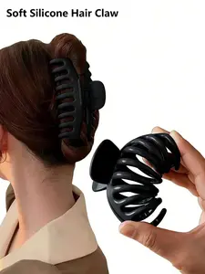 Soft Silicone Hair Claw, High-End Anti-Drop Unbreakable Hair Clip, Square Hair Soft Claw Clips for Women, Flexible Clawclip for Thick Hair, Lightweight Large Cozy Clip Special soft hairpins, suitable for various occasions, 2026 New Design Hair Accessories