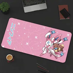 Sylveon and Eevee Pattern Desk Mat Perfect for a Gift, Present, Holiday, Birthday Japanese Anime