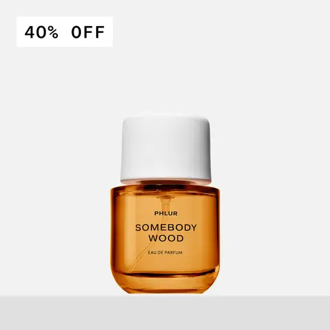 PHLUR Somebody Wood Eau de Parfum - Full Size Woody Amber Perfume with Bergamot, Saffron, Sandalwood & Spicy Amber (50mL)