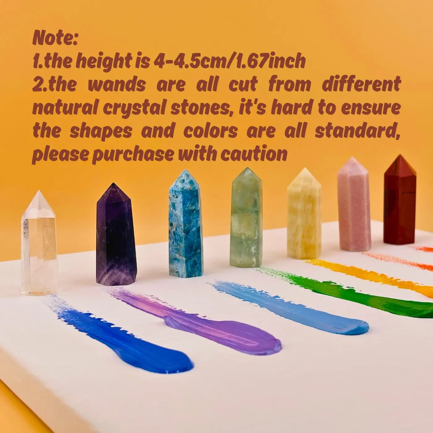 [Magic Crystal] 7 Chakra Crystal Wand Set, Crystal Tower, Pillor, Point, Lepidolite, Pink Opal, Yellow Aventurine, Orange Calcite, Sun Stone, Sodalite, Green Jade