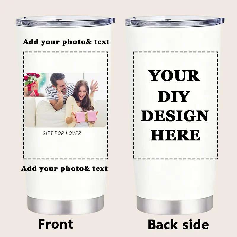 DIY Customizable Light Cup (Customizable with Your Image) - 20oz 304 Stainless Steel Portable Vacuum Flask, 6-12H Heat Preservation, for Car-Office Use, Valentine's Day Gift