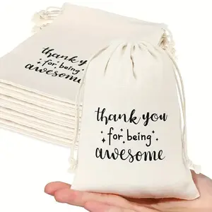 12/24 pcs drawstring gift bags for family, employees, colleagues, and classmates, "Thank You for Being So Awesome" bags, Thanksgiving & Christmas drawstring gift bags