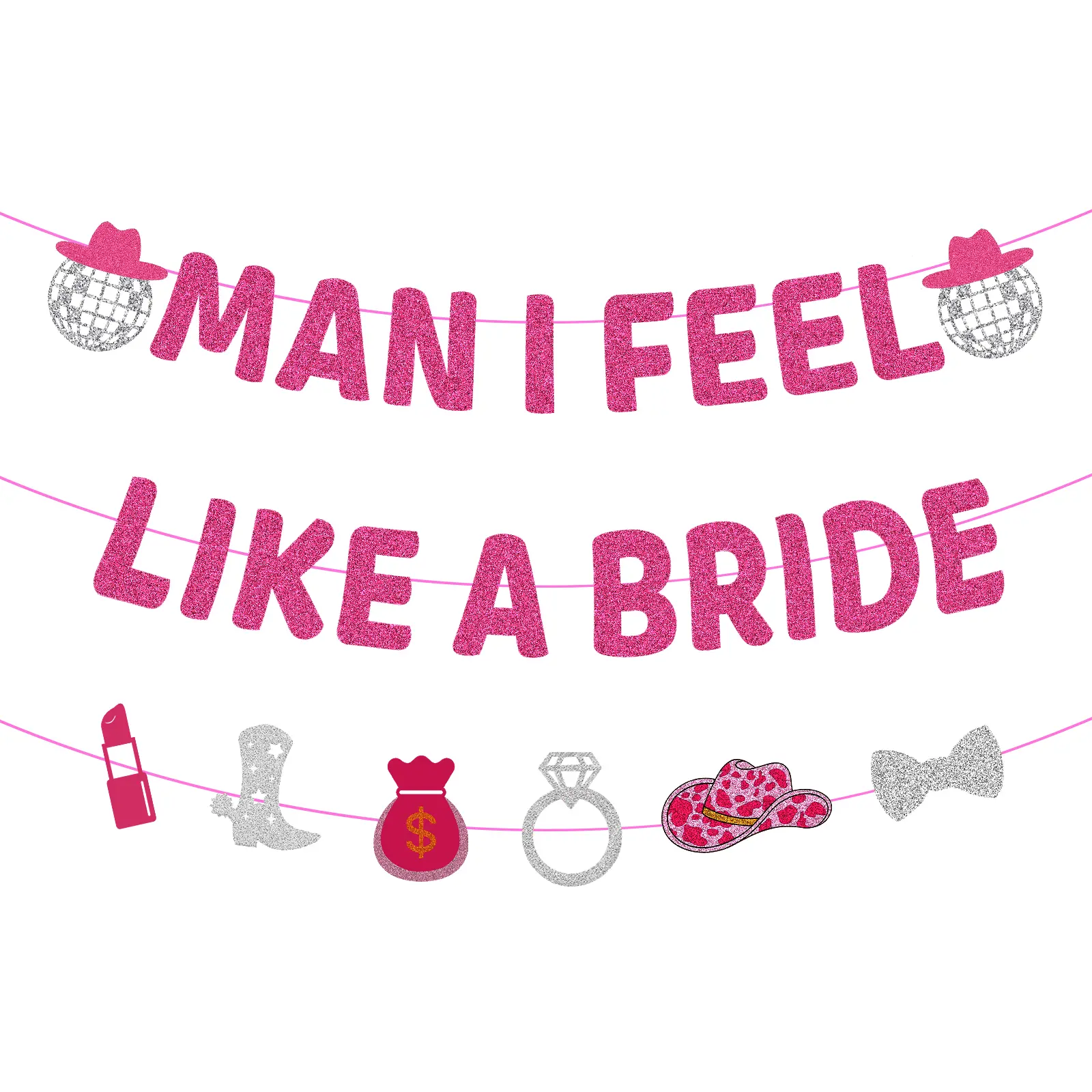 Man I Feel Like a Bride Banner Bachelorette Party Decorations - 26pcs Last Rodeo Bachelorette Decorations Cowgirl Party Decorations for Western Cowgirl Bridal Shower Wedding Party Supplies