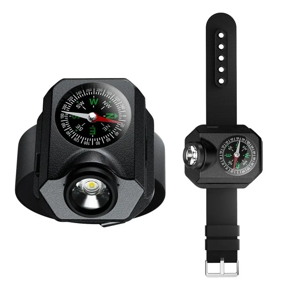 Unisex Functional LED Wrist Light - Type-C Charging, Built-In Compass, Lightweight Design for Night Runs, Hiking