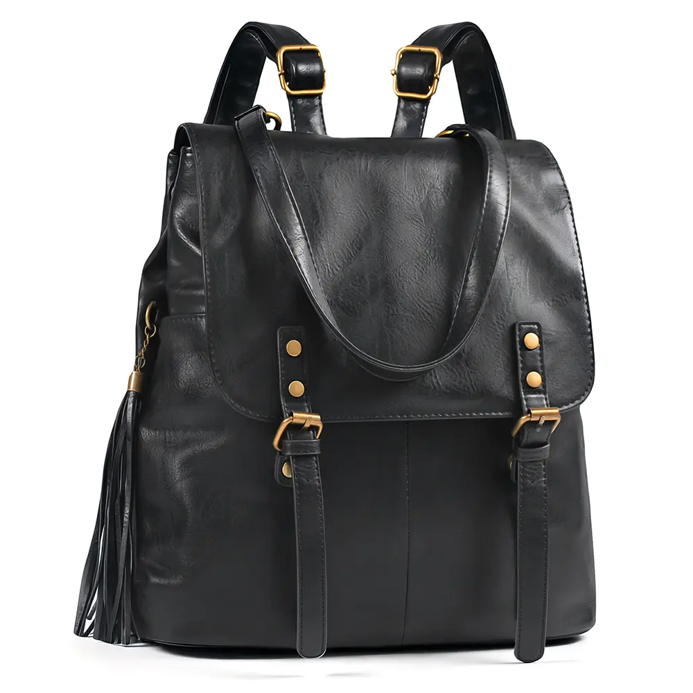Intage Embossed Floral Backpack 3 Ways Wear Tassel Leather Bag For Women Multi-purpose Retro Backpack Handbag Crossbody Bag Large Capacity Travel Bag Backpack Casual Daily School Travel Purse Adjustable Strap Vintage Tassel Backpack