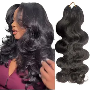 Body Wave Crochet Human Hair Pre-Separated Feather Crochet Hair Extensions Reusable Lightweight 240g Enough full Head Natural Black Color