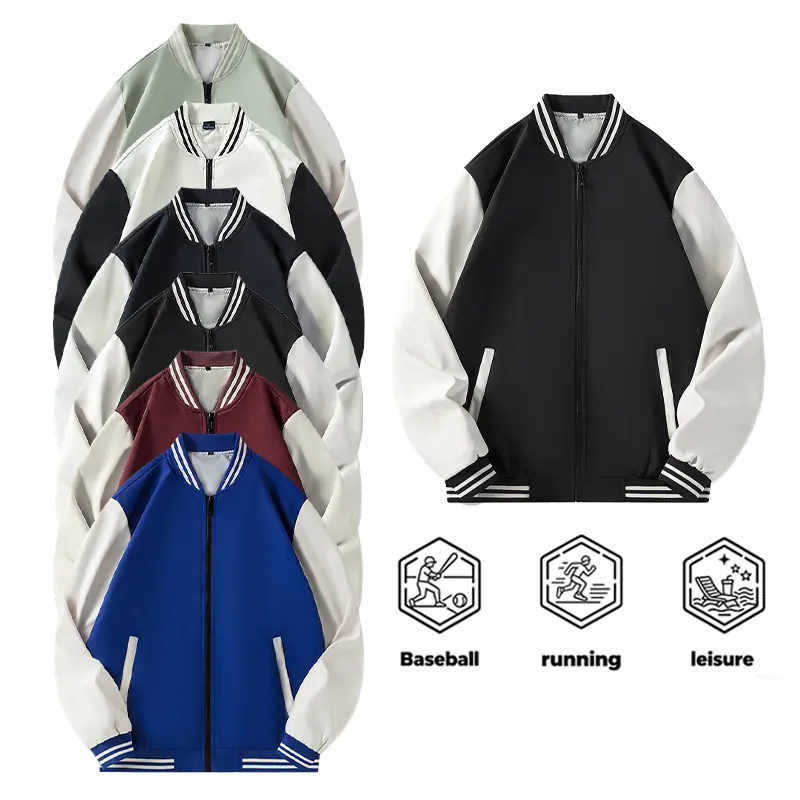 1 Pack Mens Fashion Bomber Jackets Two Tone Design Water Resistant Soft Comfortable for Baseball Running Casual Everyday Wear