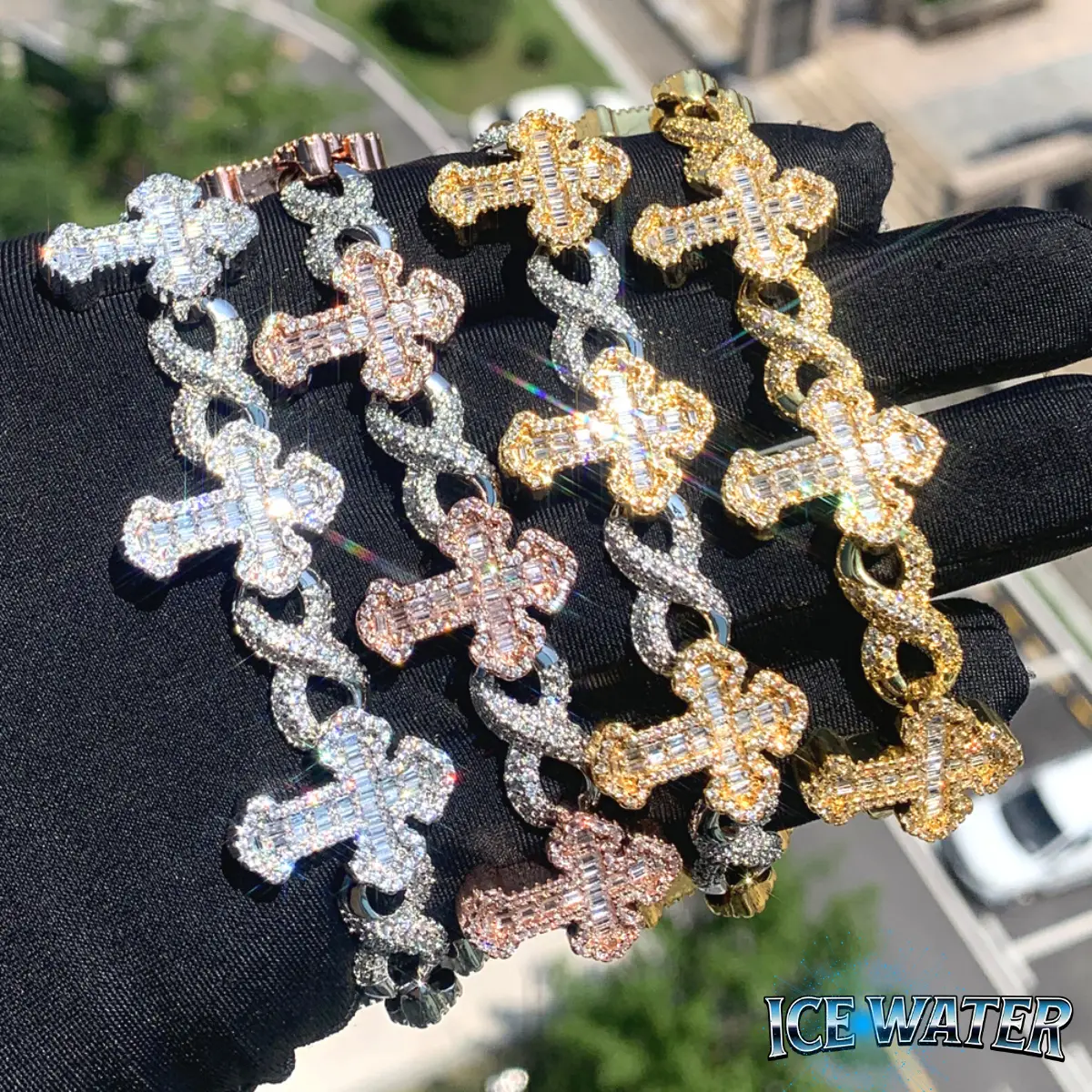 ICE WATER Cross Bracelet Hipster Men's Cuban Chain zirconia Birthday Gift, Holiday Gift, Graduation Gift, Follow in the footsteps of Hipster the trend