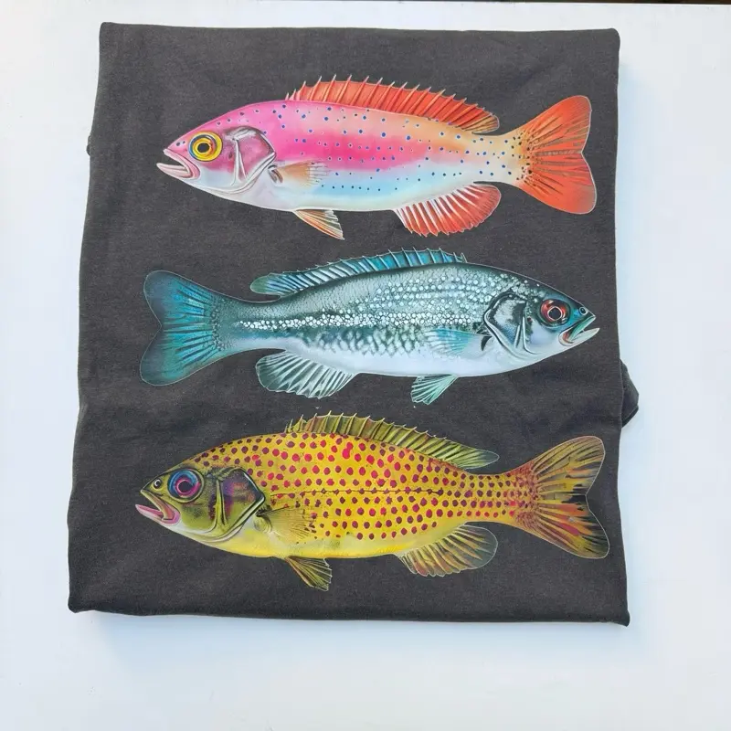 Colorful Fish Stack Graphic Tee Comfort Colors Screenprinted DTF Cotton Tshirt