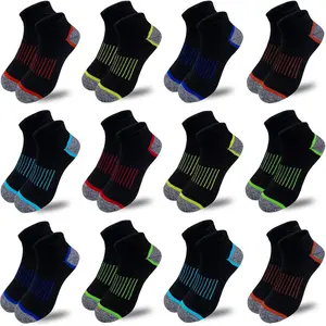 boys socks 12 Pairs kids Half Cushion Low Cut Sock Sport Ankle Athletic Sock for Little Big Kids