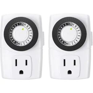 BN-LINK BND-60/U47 Indoor Mini 24-Hour Mechanical Outlet Timer, 3-Prong, 2-Pack BN-LINK