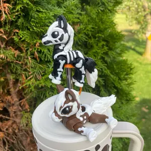 Spooky Halloween Horse Articulated Straw Toppers and Charms for Stanley Tumbers & 9.5mm Straws with Durable PLA Design - Stylish, Beverage