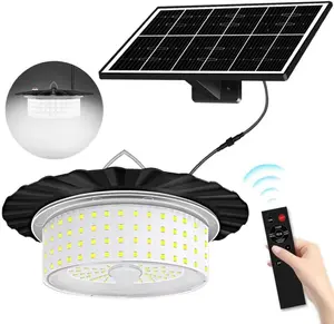 Solar Light Outdoor Motion Sensor Lights, 360° Lighting Waterproof Solar Powered Pendant Light with Remote Control for Home, Shop, Garage, Patio, Yard
