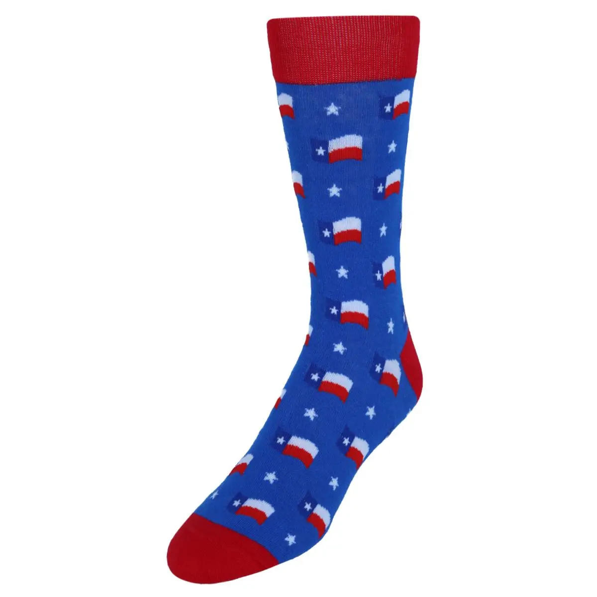 CTM Men's Cotton Blend Dress Socks, Texas State Flag Novelty Pattern, Soft & Comfortable Fit, 1 Pair, For Shoe Size 6-12.5, Multiple