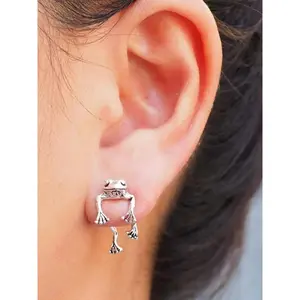 Creative Funny Retro Style Frog Design Pretty Studs Earrings, Dainty Fashion Jewelry, Unique Animal Design Dainty Matching Jewelry Accessory As Gift for Women