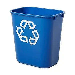 Deskside Recycling Container, 3.25-Gallon/13-Quart, Blue Recycling Symbol, Plastic, for Bedroom/Bathroom/Office, Fits Under Desk/Sink/Cabinet