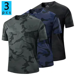 Men’s new summer short-sleeve sports T-shirts, available in 1-, 2-, or 3-pack; lightweight camouflage training tee for running, jogging, hiking, and workouts; comfortable, stylish, casual men’s short-sleeve top.