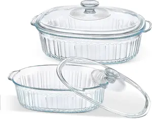 M MCIRCO 4-Piece Glass Casserole Baking Dish Set - 1.9 Qt and 3 Qt Casseroles With Glass Lids