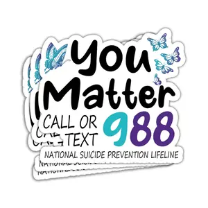 You Matter 988 Suicide Prevention Awareness Sticker – Teal Purple Ribbon, Mental Health Gift, Helmet, Bumper, Decoration RV9