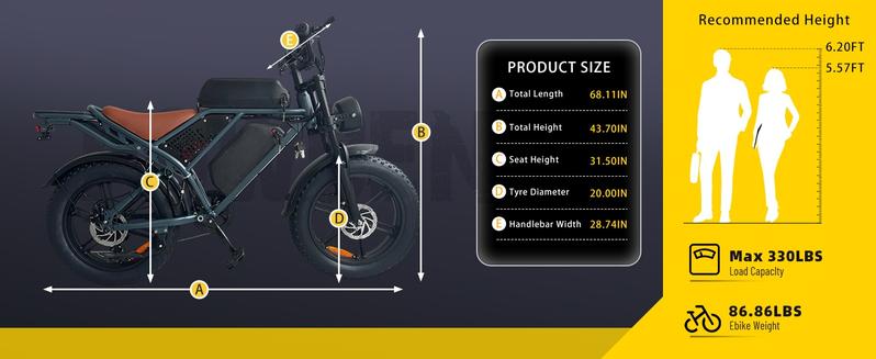 【Christmas Gift&DEEPOWER Ebike】Electric Bike for Adult, 1800W Peak Electric Dirt Bike, 37MPH, 100 Miles(PEDAL-ASSIST), 7 Speed Electric Motorcycle, 48V Removable Battery, 20" Fat Tire Off Road Ebike, All Terrain for Mountain, Sand, Road