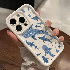 Phone Case Compatible for iPhone 16 15 14 Pro Max 13 12 11 XR XS Plus E Whale Shark Wonders Pattern TPU Lens Protection Durable Soft Cover Gift