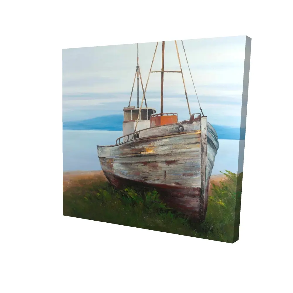 Begin Home Decor 2080-2424-CO38 24 x 24 in. Old Abandoned Boat Canvas - Coastal Home Decor Artwork