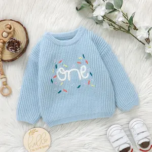 MIMIXIONG Personalized Knitted Newborn Baby Outfit Set - Embroidered Letter Sweatshirt, Soft Comfortable Infant Clothes (Clearance Sale)