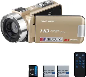 Video Camera Camcorder 1080P 30FPS Digital Camera, IR Night Vision Vlogging  Video Camera for Beginners YouTube, 3.0'' IPS Screen 18X Zoom Camcorder with 16G Card, Remote Control, 2