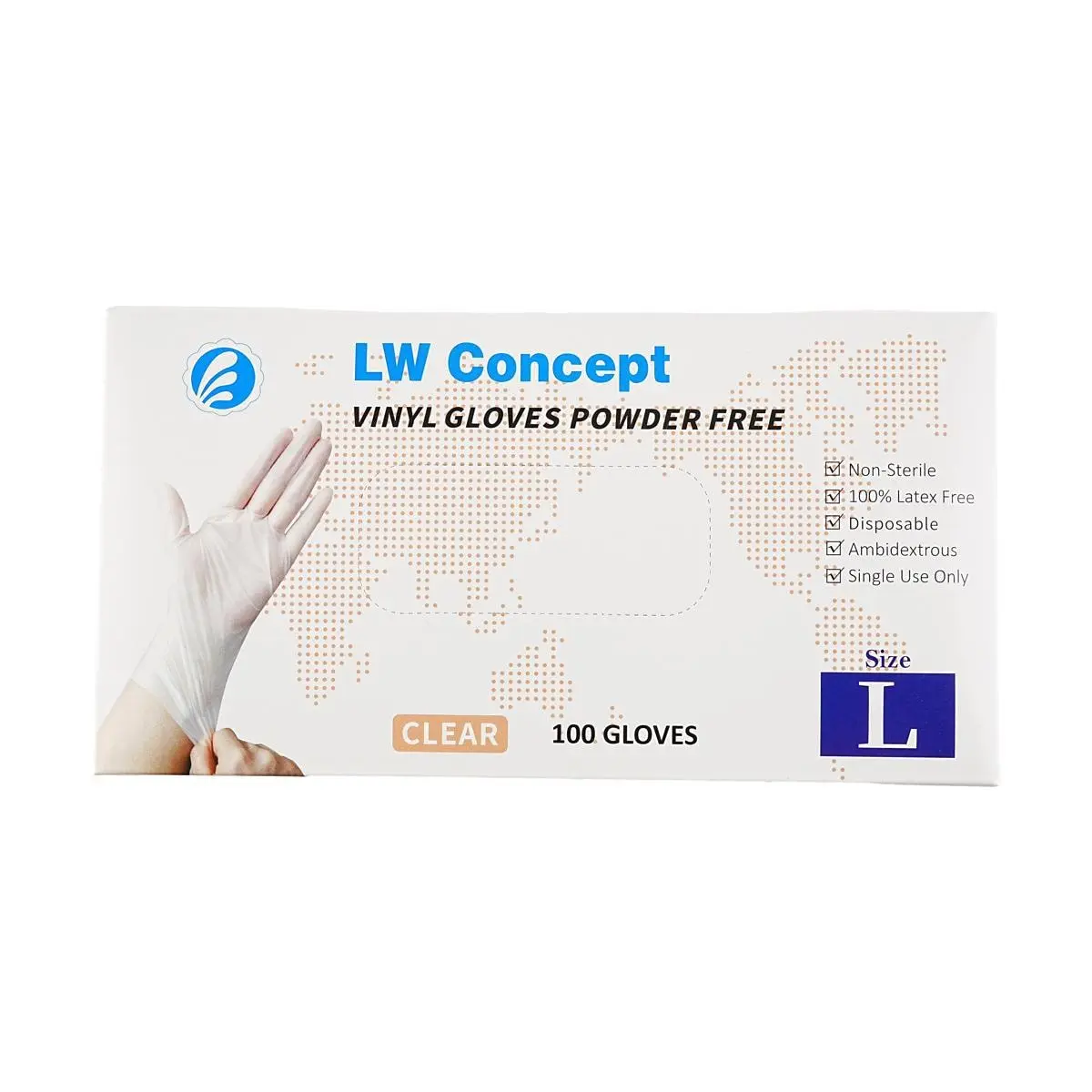 LW Concept Disposable Gloves for Kitchen Food Prep - Clear, Large (L), 4.5g, 4MIL, 100 Count - Food Safe & Protective