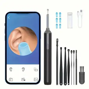 Wireless Earwax Removal Tool, 1 Box USB Rechargeable Earwax Removal Kit with Camera & LED Light, Ear Cleaning Tool for Home & Travel, Ear Pick Set