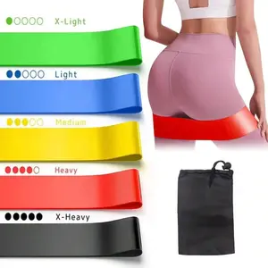 5pcs Yoga Resistance Bands Set, Stretching & Strength Training, Glutes Shaper full-body home workout Premium Body Resistance Bands portable gym at buy it Exercise Silicone gear for women elastic flexibility
