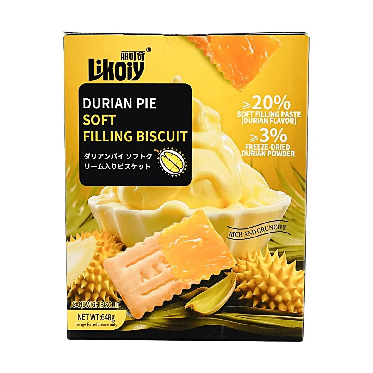 LIKEQI Durian Pastry Soft Filling Cookies 648g - Authentic Southeast Asian Snack, Rich Creamy Flavor, Perfect Tea Time Treat