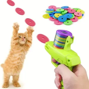 Gift for Pets, Interactive Cat Toy Launcher, 1 Count Battery Free Foam Plate Shooter, Fun Indoor Cat Toy, Automatic Rolling Ball, Pet Supplies for Small Kittens and Dogs, Valentine's Day Gift