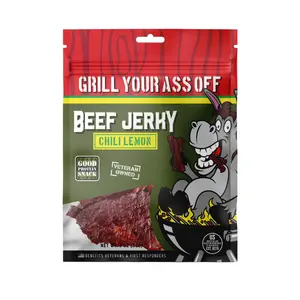 Grill Your Ass Off Chili Lemon Beef Jerky - Spicy Citrus Meat Snack - Zesty & Savory High-Protein Treat - Veteran Owned