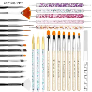 ✨ Beginner-Friendly Nail Art Brush Combination Set, Featuring Painting Brushes / Carving Pens / Line Drawing Brushes / Dotting Pens / Brush Holder / Buffer File Set, Suitable for Nail Salons or Home DIY