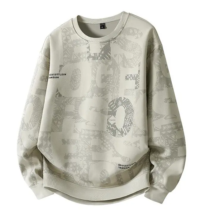 Trendy Street Style Dark Print Men'S Top, Men'S Shoulder Letter Print Sweatshirt, Fashionable And Comfortable Pullover, Versatile And Fashionable Casual Wear For Men'S Commuting And Travel
