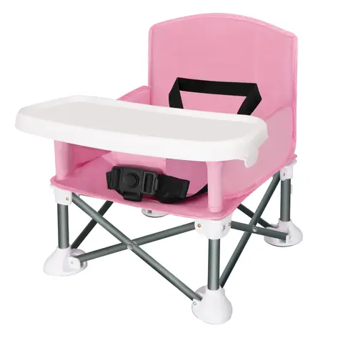 Agudan Foldable Toddler Travel Chair | Max Weight 20 lbs, Portable Kids Dining Chair with Removable Tray, 3-Point Safety Belt, Storage Pocket, Foldable for Indoor, Camping & Beach Use