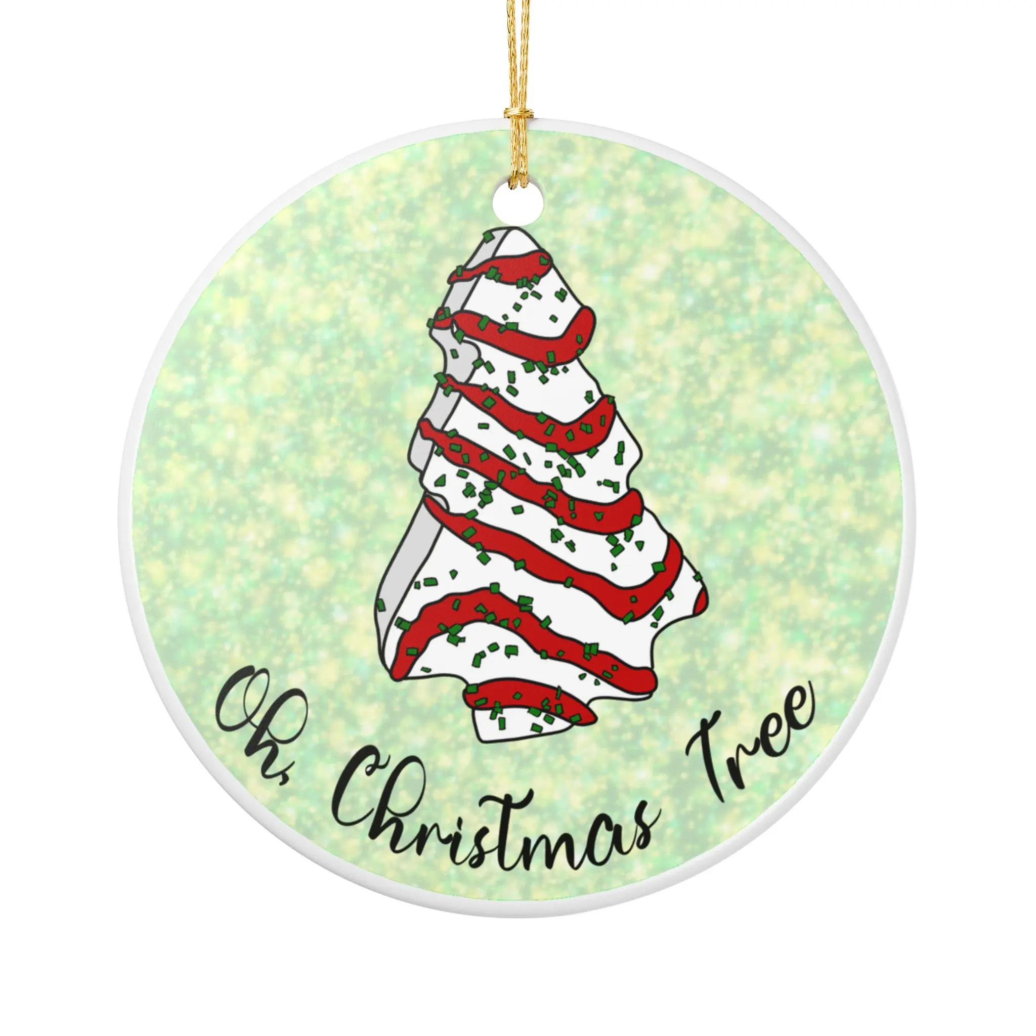Oh Christmas Tree Cake Ceramic Ornament