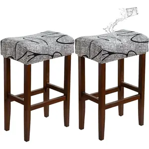 Waterproof Bar Stool Covers Rectangle Set of 2 Stretchable Patterned Seat Cushion Covers for Backless Barstools Washable
