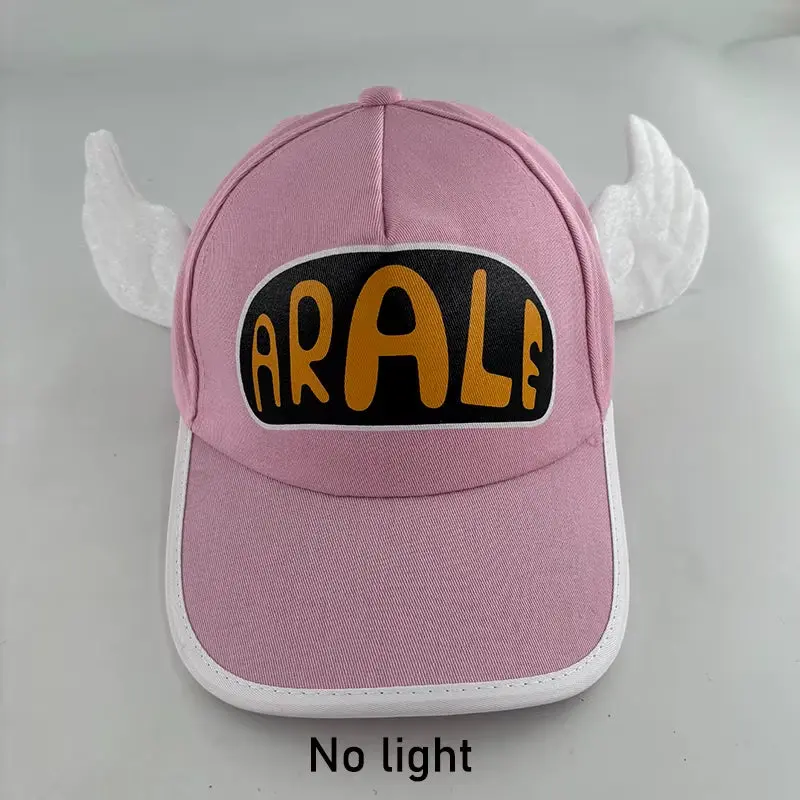 Kawaii Anime Dr.Slump LED Glowing Arale Baseball Hat Light up Cap with Angel Wings Birthday Party Neon Cosplay Hat Costume Gift