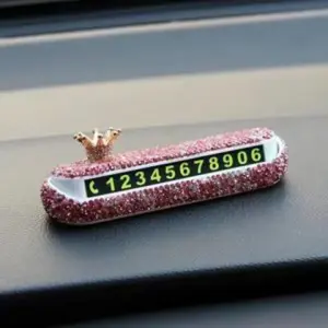 Crown Rhinestone Temporary Parking Sign, Luxurious Sparkling Car Number Plate, Hidden Digit Design, Suitable for Women 25-55