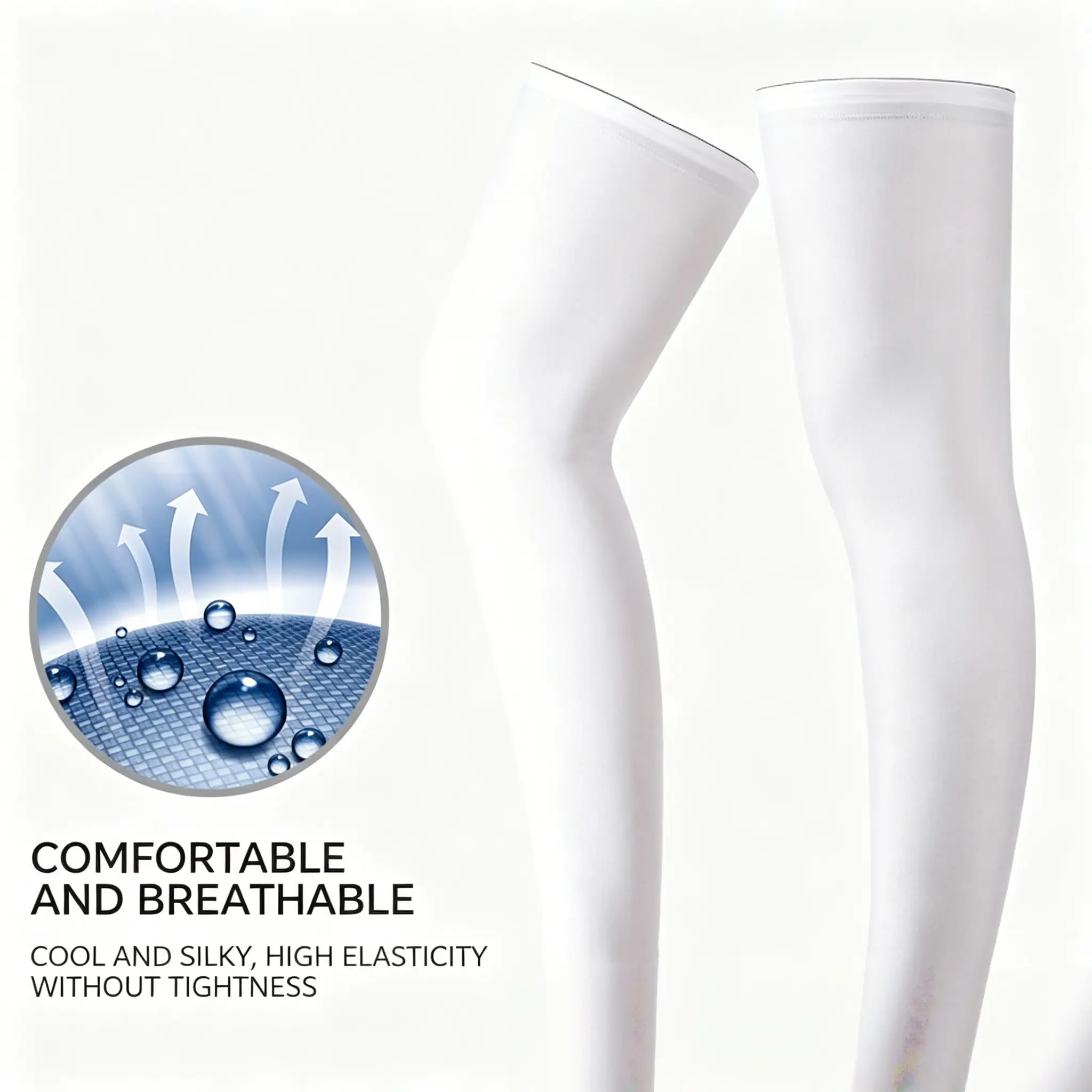 Ice Silk UV Protection Leg Sleeves for Men Women, High Stretch Cooling Sun Block Calf Covers, Breathable Anti-UV Sports Leg Guards for Cycling, Basketball, Running, Driving & Outdoor Summer Activities