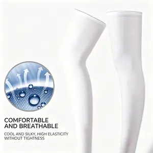 Ice Silk UV Protection Leg Sleeves for Men Women, High Stretch Cooling Sun Block Calf Covers, Breathable Anti-UV Sports Leg Guards for Cycling, Basketball, Running, Driving & Outdoor Summer Activities