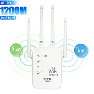WiFi Range Extender 2026, 1200Mbps Dual Band Signal Booster (5GHz/2.4GHz), Covers 12,000 sq. ft, Connects 100 Devices, WiFi Repeater with Ethernet Port for Home, Apartment & Office Use，Wireless Booster