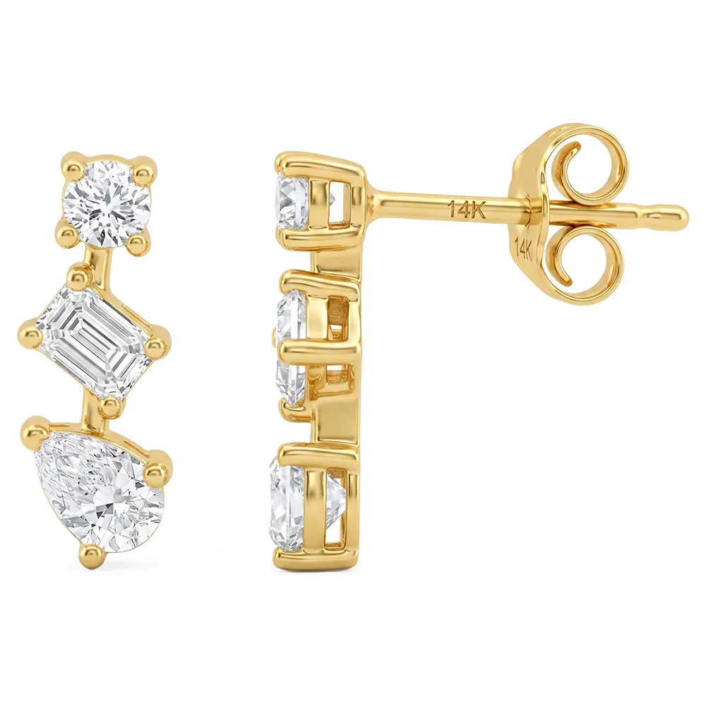 .95ct 14K Yellow Gold Lab Grown Diamond Earrings
