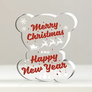 Transparent Acrylic Bear Desktop Decoration, Festive Gift for Christmas, Holiday Center Decoration for Home & Office
