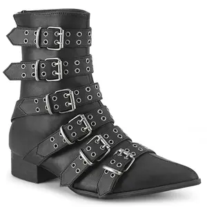 Demonia Men's Warlock-70 Black Vegan Leather Ankle Boots