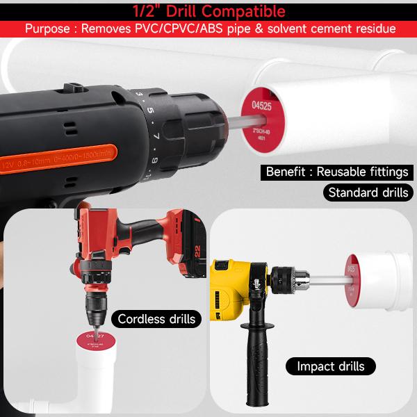 Areyourshop Mechanical Cutting Tool Set - Professional Plastic Pipe Reamer Kit for 1/2" Drills, High-Precision Alloy Cutters for PVC CPVC ABS Pipes Includes Sturdy Case Areyourshop Mechanical Cutting Tool Set - Professional Plastic Pipe Reamer Kit for 1/2" Drills, High-Precision Alloy Cutters for PVC CPVC ABS Pipes Includes Sturdy Case