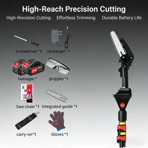 Cordless Brushless Pole Saw Mini Electric Chainsaw with Extension Pole for Tree Pruning